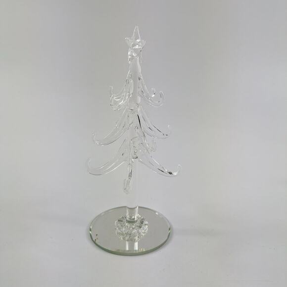 Swung Art Glass Clear Christmas Tree Holiday Decor Mini Ornaments Artisan Gift - Picture 7 of 14